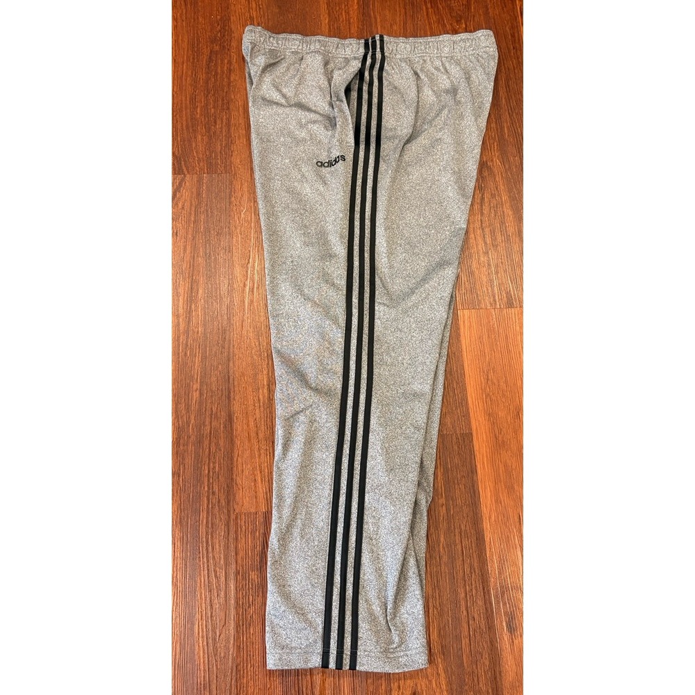 Adidas Essential‎ Mens Size 2XL Gray 3 Black Striped Drawstring Pockets